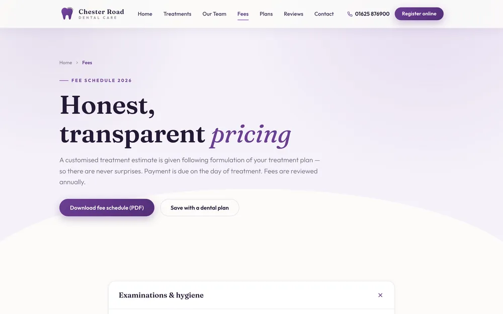 Chester Road Dental Care: Fees