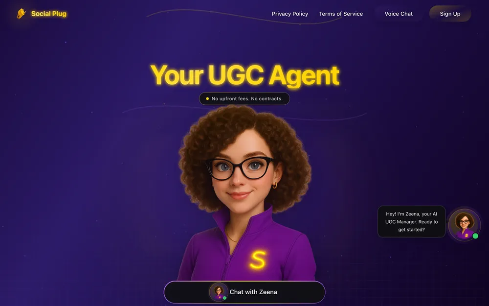 Zeena: the home page on a desktop