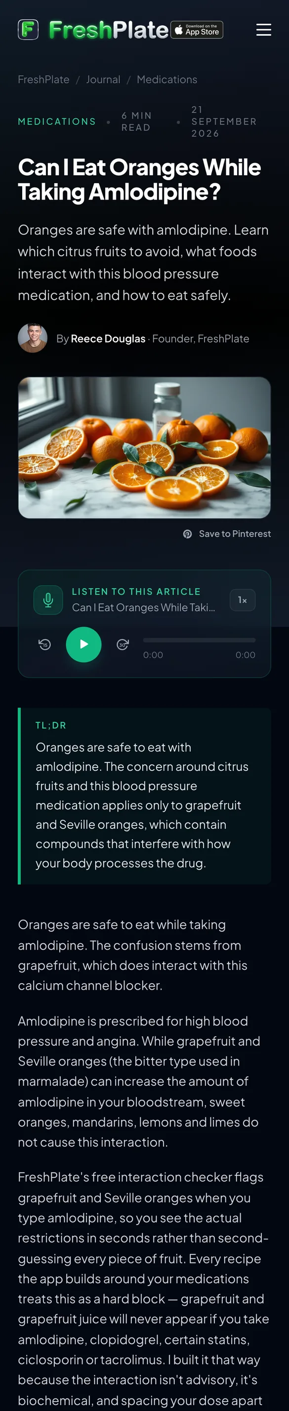 FreshPlate’s real guide: Can I Eat Oranges While Taking Amlodipine?